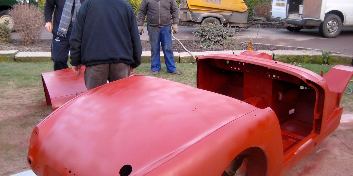 Austin Healey Sprite after primer coat