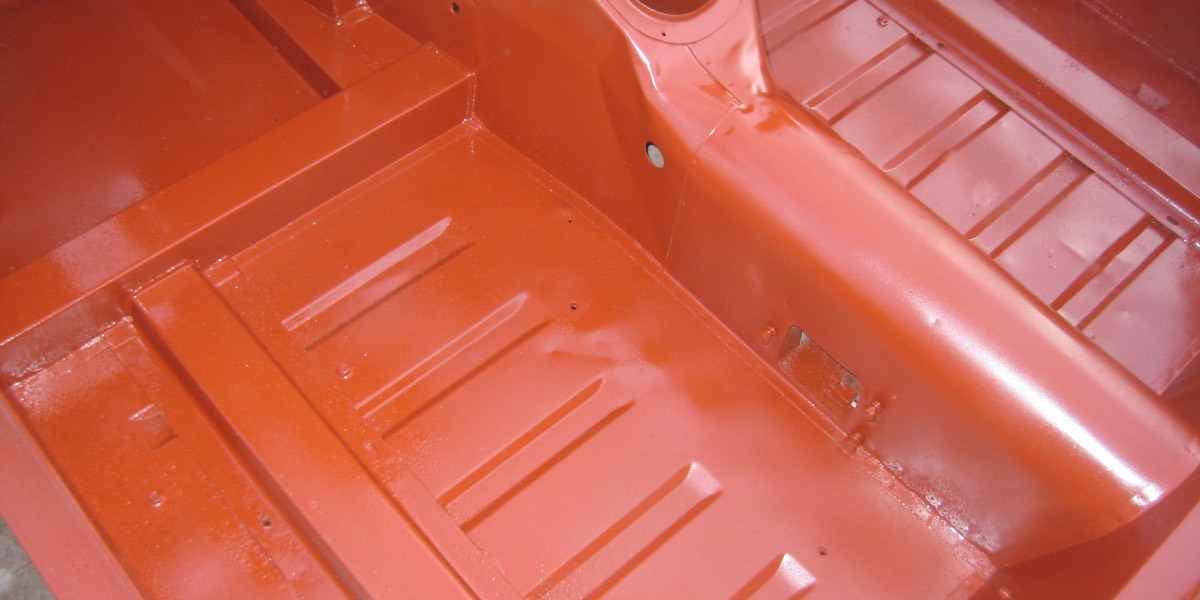 Austin Healey floors after blasting & painting