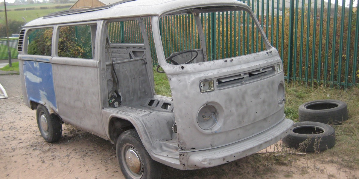 Volkswagon shell after blasting