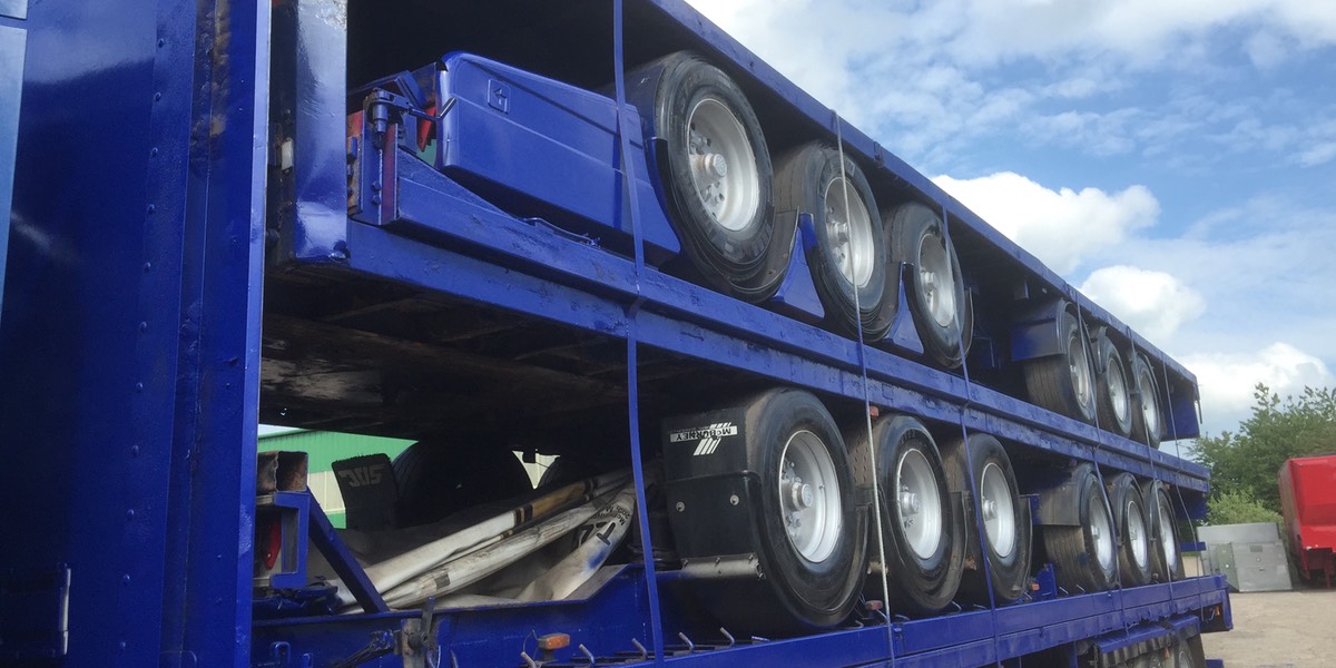 Stack of 40ft trailers after paint job